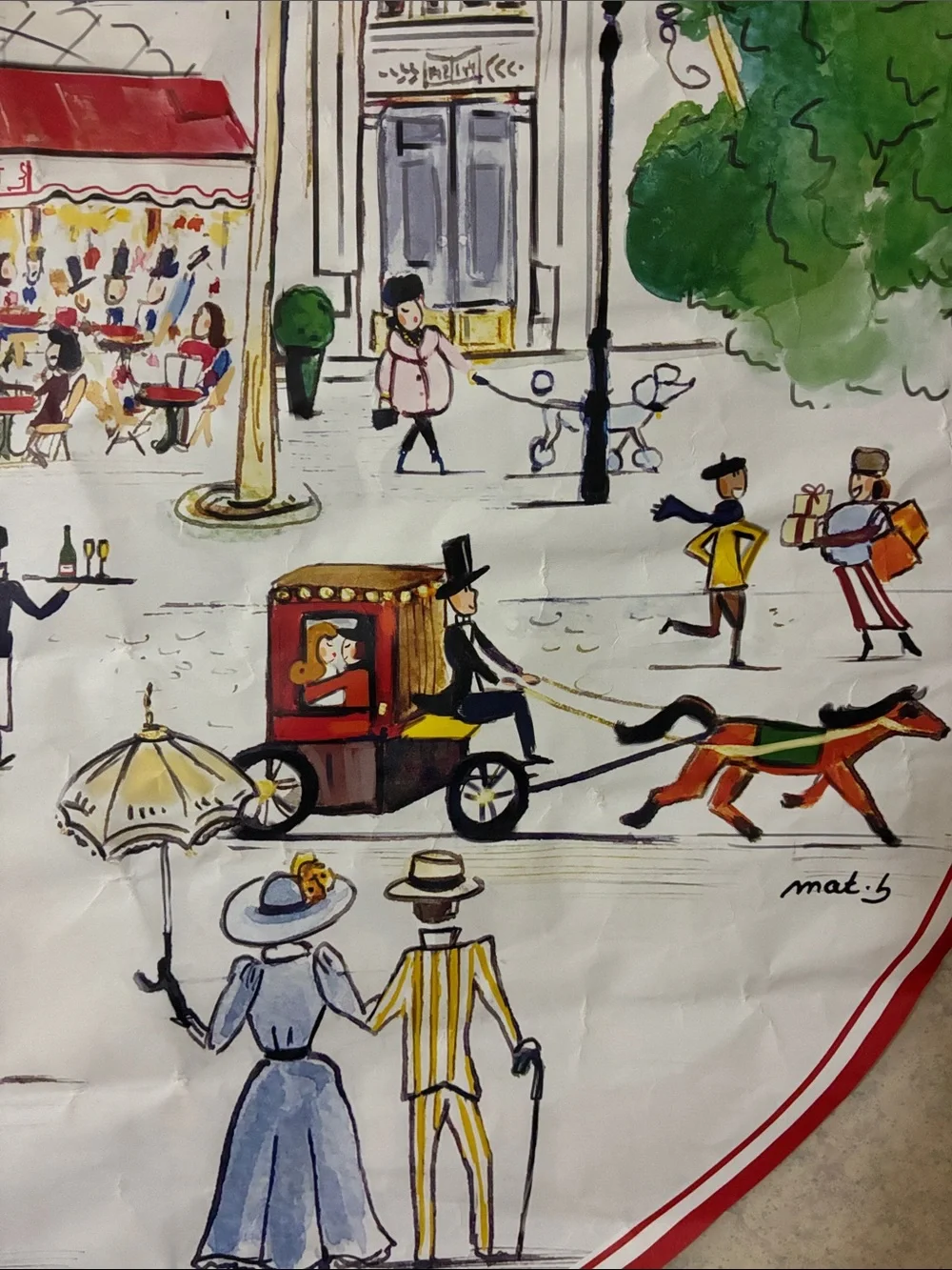 Paris Brasserie Wall Art - Red, Green, White